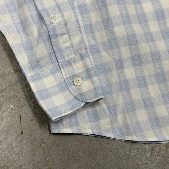 ZEGNA Dress Shirt Centoquaranta Twill Check Cotton Long Sleeve Blue 14.5 Small - Picture 3 of 9